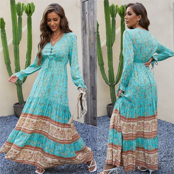 MODA ME COUTURE Dresses & Skirts - BOHO DOLLZ Floral Print Flowing Maxi Dress